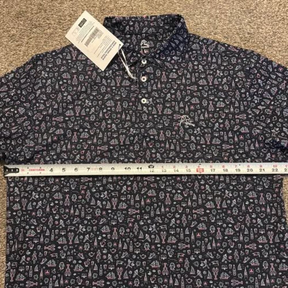 Rhoback Polo Men's Large The Boston Performance Shirt Fleet Navy Stretch NWT - Picture 3 of 9